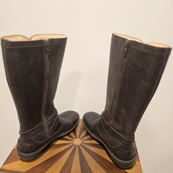 UGG Australia Rosen Riding Boots Brown Leather 7 Womens Wool Fur Lined Winter - Picture 10 of 15